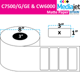 <strong>3" x 1"</strong><br>Die Cut Matte Paper Inkjet Labels for Epson C7500/6000<br>(2 Rolls)