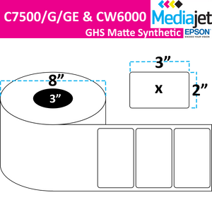 <strong>3" x 2"</strong><br>Die Cut GHS Matte Synthetic Inkjet Labels for Epson C7500/6000<br>(2 Rolls)