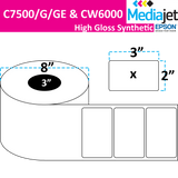 <strong>3" x 2"</strong><br>Die Cut High Gloss Synthetic Inkjet Labels for Epson C7500/6000<br>(2 Rolls)