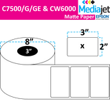 <strong>3" x 2"</strong><br>Die Cut Matte Paper Inkjet Labels<br>(2 Rolls)