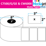 <strong>3" x 2"</strong><br>Die Cut Matte Paper Inkjet Labels for Epson C7500/6000<br>(2 Rolls)