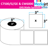 <strong>3" x 3"</strong><br>Die Cut GHS Matte Synthetic Inkjet Labels for Epson C7500/6000<br>(2 Rolls)