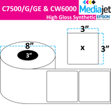 <strong>3" x 3"</strong><br>Die Cut High Gloss Synthetic Inkjet Labels for Epson C7500/6000<br>(2 Rolls)