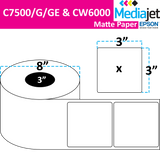 <strong>3" x 3"</strong><br>Die Cut Matte Paper Inkjet Labels for Epson C7500/6000<br>(2 Rolls)