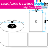 <strong>3" x 5"</strong><br>Die Cut High Gloss Paper Inkjet Labels for Epson C7500/6000<br>(2 Rolls)