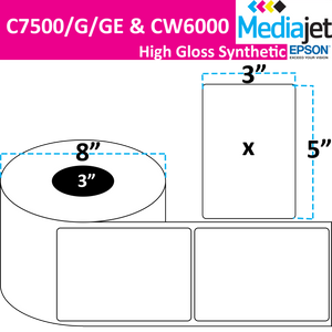 <strong>3" x 5"</strong><br>Die Cut High Gloss Synthetic Inkjet Labels for Epson C7500/6000<br>(2 Rolls)
