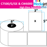 <strong>3" x 5"</strong><br>Die Cut High Gloss Synthetic Inkjet Labels for Epson C7500/6000<br>(2 Rolls)