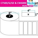 <strong>4" x 1"</strong><br>Die Cut Matte Paper Inkjet Labels for Epson C7500/6000<br>(2 Rolls)