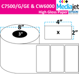 <strong>4" x 2"</strong><br>Die Cut High Gloss Paper Inkjet Labels for Epson C7500/6000<br>(2 Rolls)