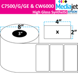 <strong>4" x 2"</strong><br>Die Cut Gloss Synthetic Inkjet Labels<br>(2 Rolls)