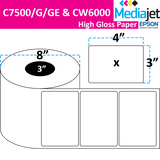 <strong>4" x 3"</strong><br>Die Cut High Gloss Paper Inkjet Labels for Epson C7500/6000<br>(2 Rolls)