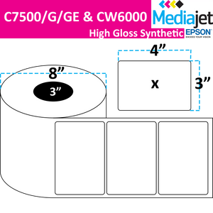 <strong>4" x 3"</strong><br>Die Cut High Gloss Synthetic Inkjet Labels for Epson C7500/6000<br>(2 Rolls)