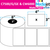 <strong>4" x 3"</strong><br>Die Cut Matte Paper Inkjet Labels for Epson C7500/6000<br>(2 Rolls)