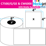 <strong>4" x 4"</strong><br> Die Cut GHS Matte Synthetic Inkjet Labels for Epson C7500/6000<br>(2 Rolls)