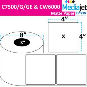 <strong>4" x 4"</strong><br> Die Cut Matte Paper Inkjet Labels for Epson C7500/6000<br>(2 Rolls)