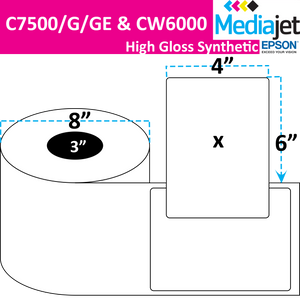 <strong>4" x 6"</strong><br> Die Cut High Gloss Synthetic Inkjet Labels for Epson C7500/6000<br>(2 Rolls)