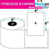 <strong>4" x 6"</strong><br>Die Cut Matte Paper Inkjet Labels for Epson C7500/6000<br>(2 Rolls)