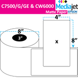 <strong>4" x 8"</strong><br>Die Cut Matte Paper Inkjet Labels for Epson C7500/6000<br>(2 Rolls)