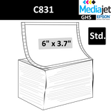 6" x 3.7" GHS / BS5609 Inkjet Labels, Pin Fed and Fan Folded. 3,000 per Case. Perfs. SKU: ISP-6-37-3000