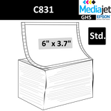 6" x 3.7" GHS Inkjet Labels for Epson C831, Pin Fed and Fan Folded