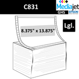 8.375" x 13.875" (Legal) GHS Inkjet Labels for Epson C831, Pin Fed and fan Folded