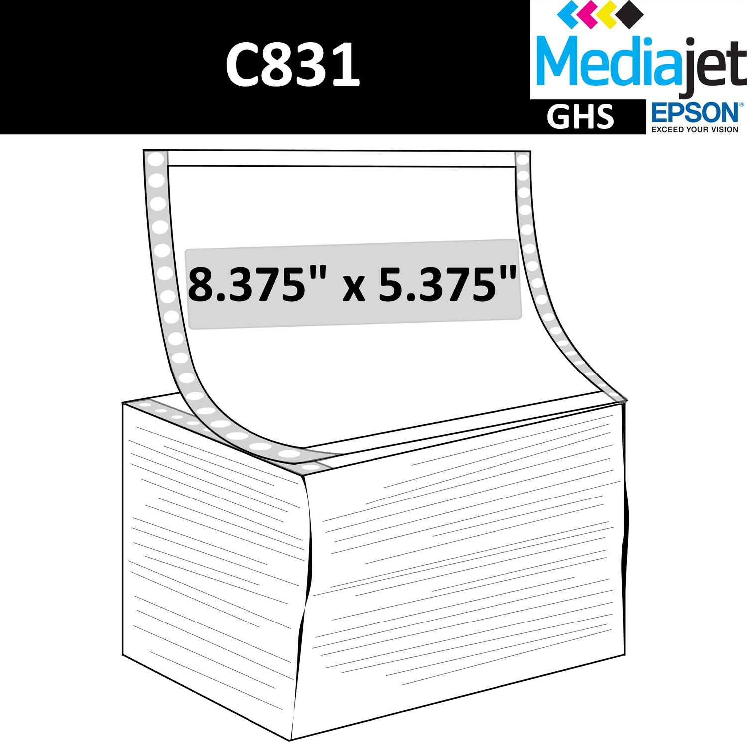 8.375" x 5.375" GHS / BS5609  Inkjet Labels, 2,000 per Case. Pin Fed and Fan Folded. SKU: ISP-8375-5375-2000