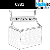8.375" x 5.375" GHS / BS5609  Inkjet Labels, 2,000 per Case. Pin Fed and Fan Folded. SKU: ISP-8375-5375-2000