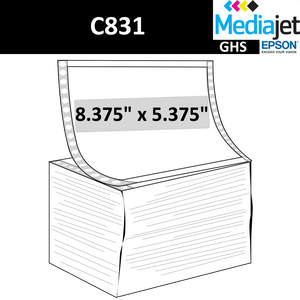 8.375" x 5.375" GHS Inkjet Labels for Epson C831, Pin Fed and Fan Folded