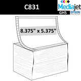 8.375" x 5.375" GHS Inkjet Labels for Epson C831, Pin Fed and Fan Folded
